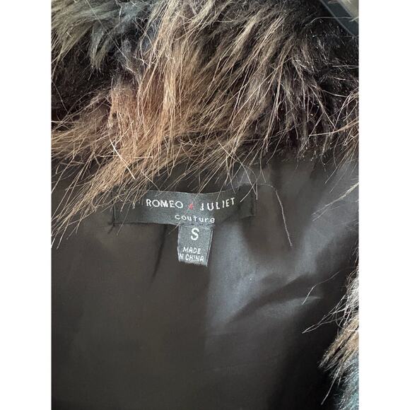 Romeo & Juliet Couture Faux Fur Mosaic Coat Jacket Womens Size S - Picture 4 of 6